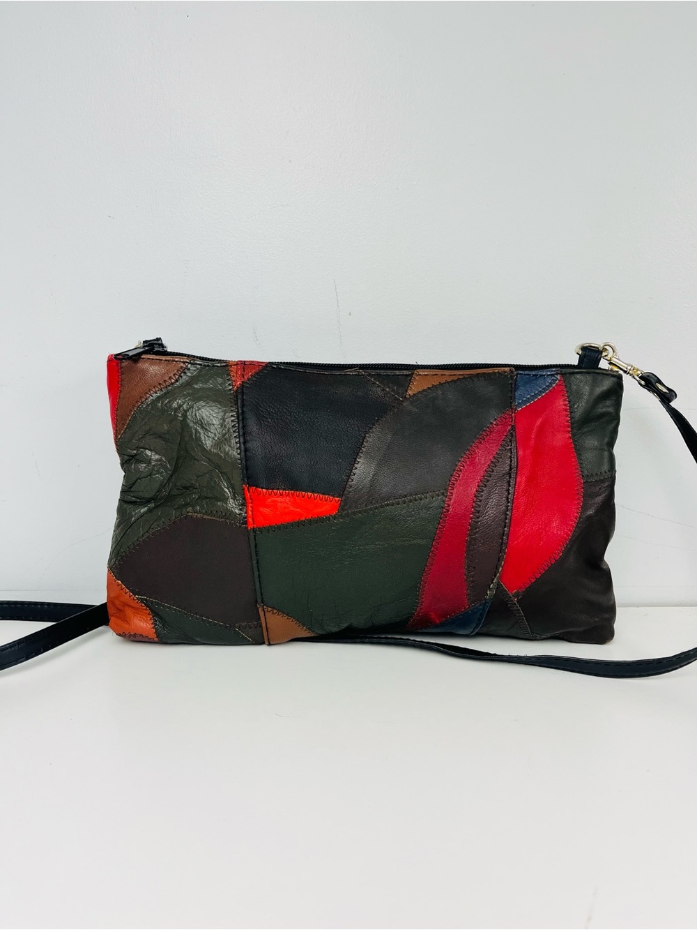 Vintage Boho Patchwork Leather Crossbody Bag